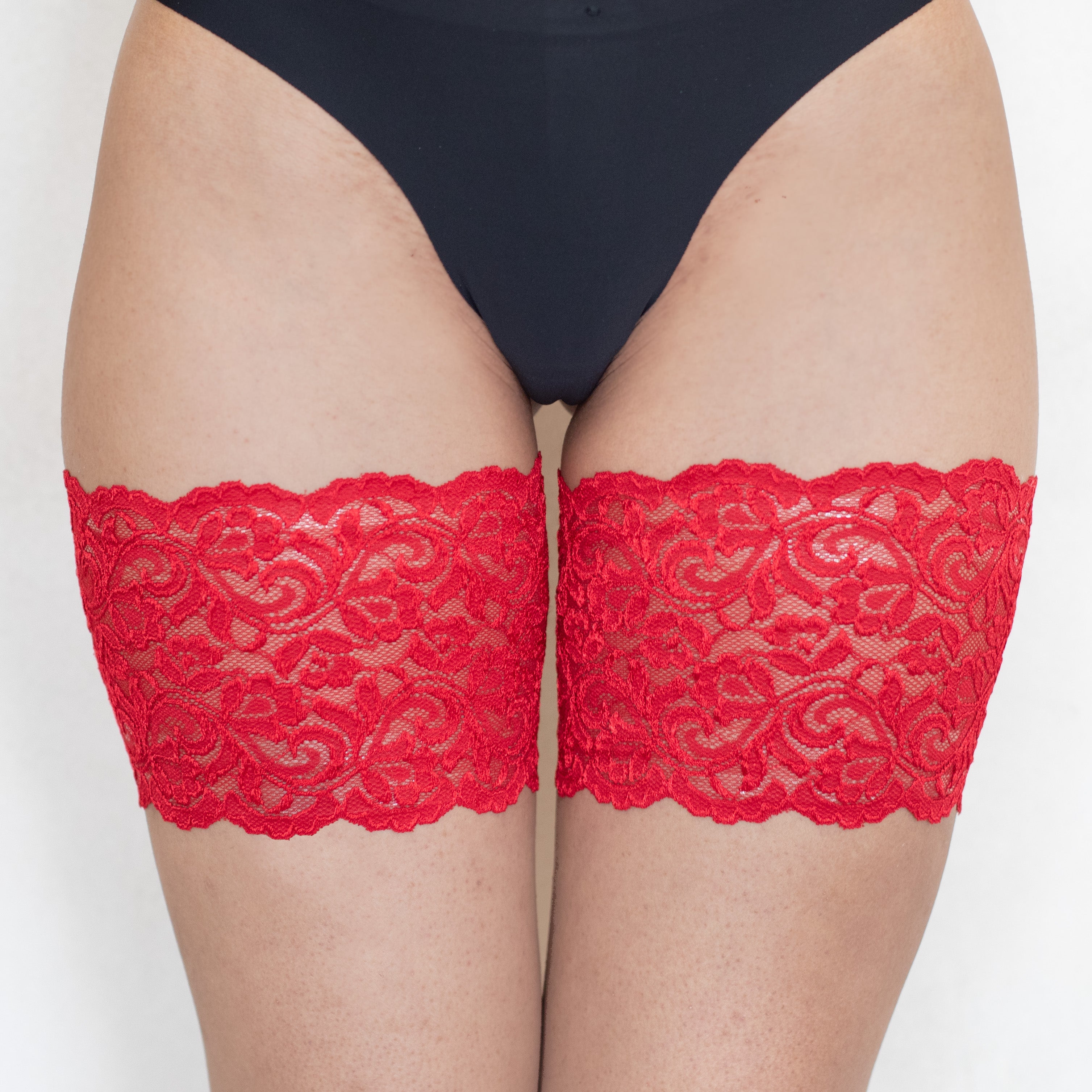 Red lace thigh bands front